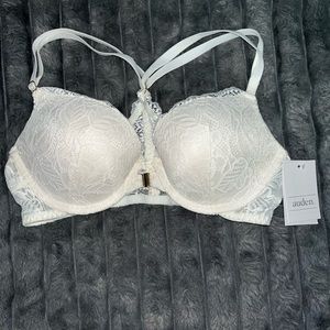 White lace racerback pushup bra